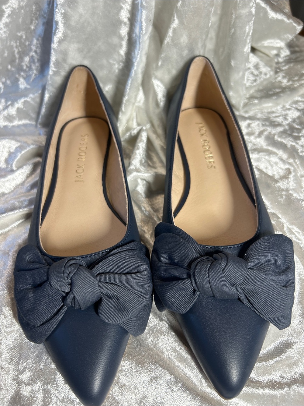 NWT JACK ROGERS LEATHER  NAVY FLATS 8.5